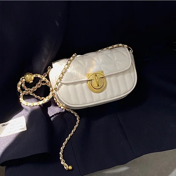 луксозна дизайнерска чанта 2022, Нишевый дизайн, нова дамска чанта с веригата под формата на диамант, малка чанта през рамо, малка квадратна чанта