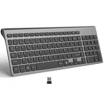 Луксозно Бизнес Безжична Клавиатура Ultra Slim 2.4 G Тиха Компактен Ножничная Клавиш за Windows PC Лаптоп Многоезичен Избор