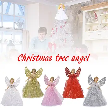 Мини-Ангел, Коледно Дърво Topper, 7-Инчов Светъл Ангел Върхът на Дървото с Крилца За Коледни Украси Коледно Дърво Украшение