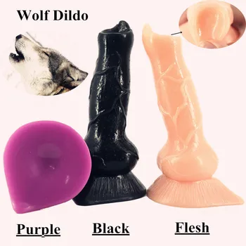 Нов Дизайн на домашен любимец вълк вибратор кученце вибратор реалистичен пенис и упорит член на изкуствена анален накрайник мастурбация възрастни секс играчки за жени
