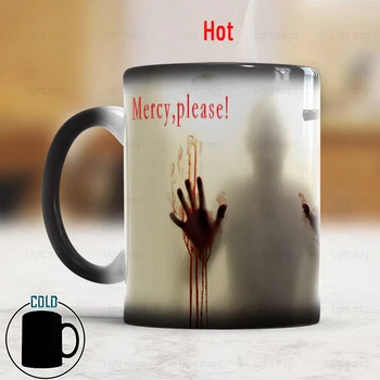 Нов Прием на Z Нация милосърдие моля Чаша ходещи мъртъвци променя цвета студени горещи Чувствителни Керамични чаши за кафе чаша-добрият подарък