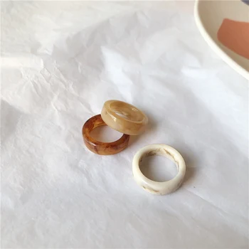 Нов пръстен смола зърно печат начина стил Vintage акрилно за женски подарък бижута широк квадрат