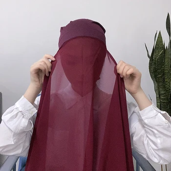 Обичай незабавен шифоновый хиджаб с капором под шал уникален дизайн шифоновый. → шал за мюсюлманските жени