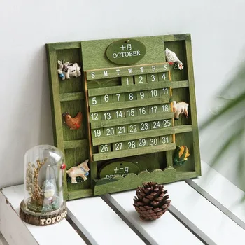 Селски Стил направи си САМ Годишен Планер, с монтиран на стената Дървен Вечен Календар, Настолен Календар за Домашен интериор Фермерска Къща