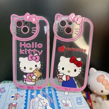 Сладък Cartoony Sanrio Hello Kitty Кожен Калъф За Телефон Cortex За iPhone 11 12 13 Pro Max X Xr Xs устойчив на удари Калъф