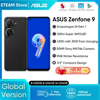 Смартфон ASUS Zenfone 9 5G Глобалната версия Snapdragon 8 + Gen 1 120 Hz Super AMOLED 30 W Бързо зареждане на 50 Mp Основната Камера на Телефона