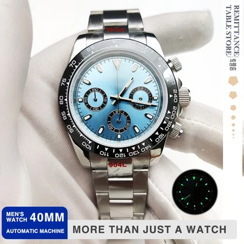 Топ 40-мм кварцов часовник Panda калибър VK63 със сапфир огледало за момчета, стилен водоустойчив многофункционален хронограф с три очи