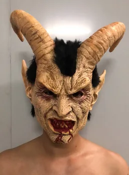 Ужасна маска на демон, дявол Луцифер Рог латексови Маски Хелоуин филм cosplay украса Фестивал Вечерни Доставки подпори Възрастните Ужасни