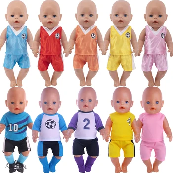 Унисекс Футбол Джърси За 18 инча Американската стоп-моушън Облекло 43 см Reborn Baby Doll Нашето Поколение Студентски Униформи Подарък За Момичета