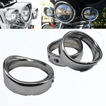 Хромирани Мотоциклети Фарове Комплект Режийни пръстени за Harley, Moto 7 