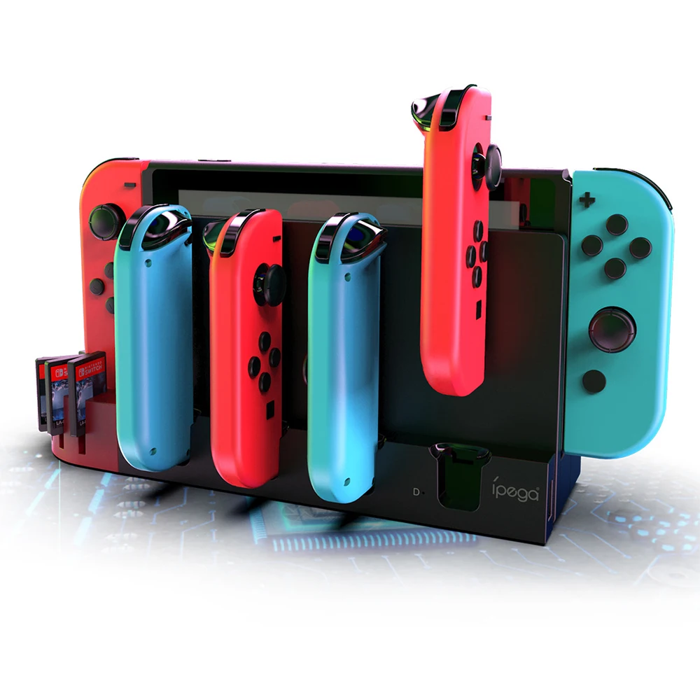 За Nintendo Включете Зарядното Устройство 4 Порта Контролер Joycons Геймпад зарядно устройство ще захранване на Зарядно устройство на НЧ Преминете OLED Държач Зарядно Устройство 9 Слотове Изображение 2
