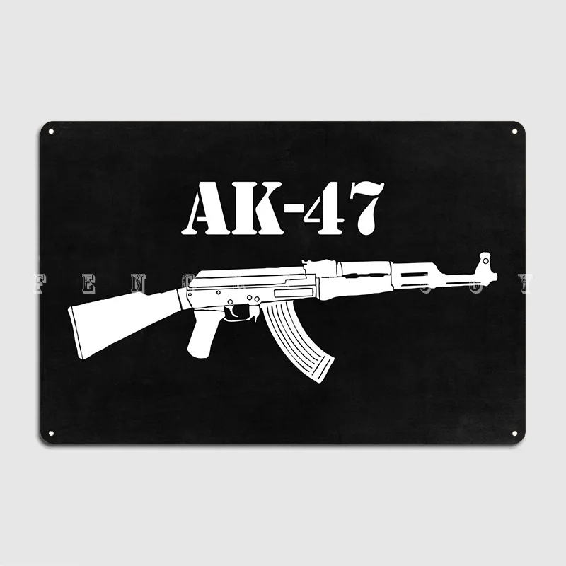 Калашников Ak47 Плакат Метални Табели Табели Рисувани Стенни Клубен Бар Реколта Лидице Знак Плакат Изображение 0