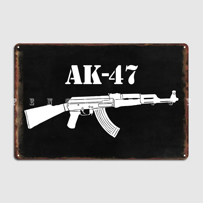 Калашников Ak47 Плакат Метални Табели Табели Рисувани Стенни Клубен Бар Реколта Лидице Знак Плакат Изображение 1