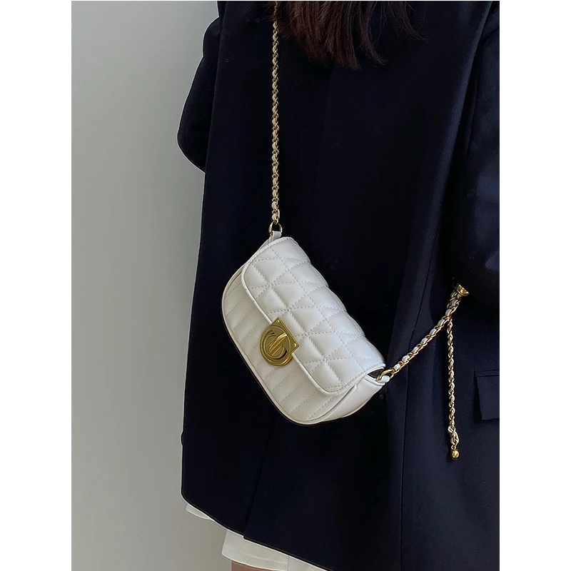 луксозна дизайнерска чанта 2022, Нишевый дизайн, нова дамска чанта с веригата под формата на диамант, малка чанта през рамо, малка квадратна чанта Изображение 2