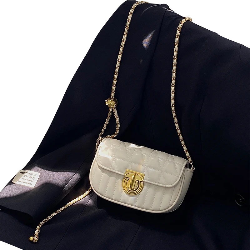 луксозна дизайнерска чанта 2022, Нишевый дизайн, нова дамска чанта с веригата под формата на диамант, малка чанта през рамо, малка квадратна чанта Изображение 3