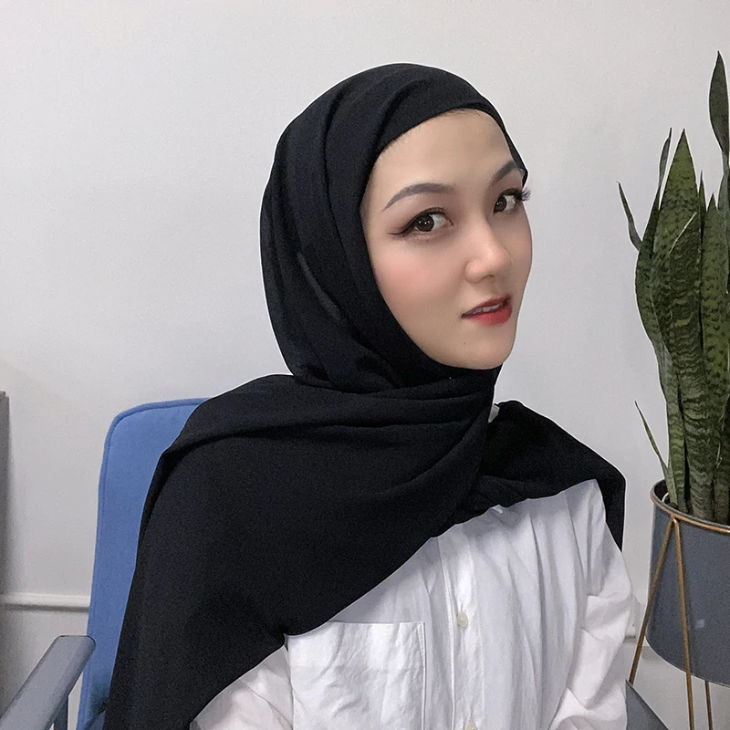 Обичай незабавен шифоновый хиджаб с капором под шал уникален дизайн шифоновый. → шал за мюсюлманските жени Изображение 5