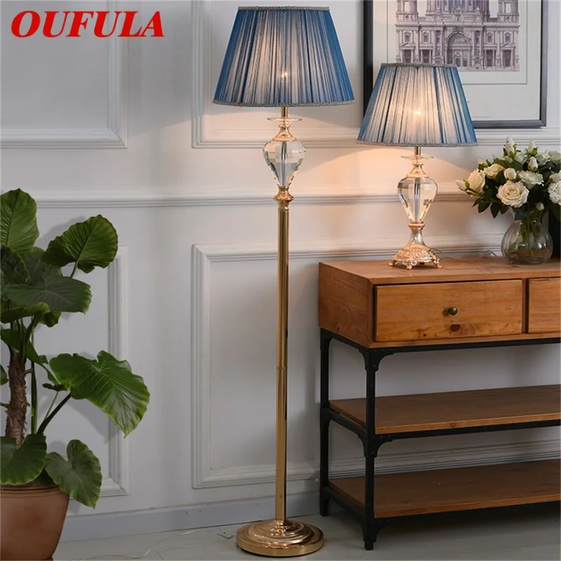 Осветителни тела пол OUFULA осветяват модерен дизайн, LED LED луксозен кристален декоративен за домашна живееща Стая Изображение 0