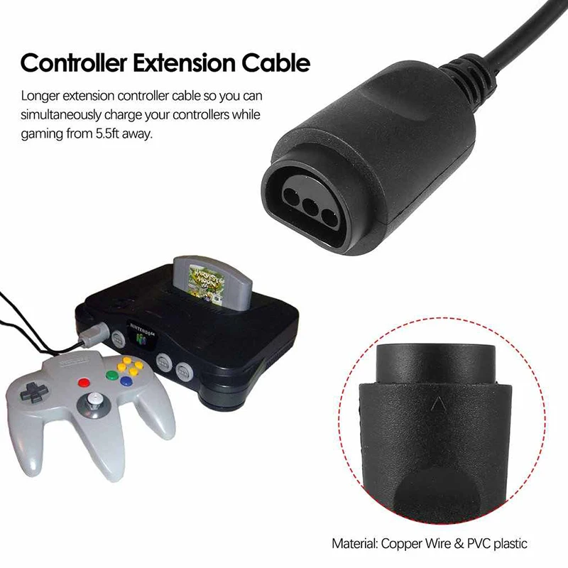 Удлинительный Кабел на Контролера е с Дължина 1,8 м Кабел За Nintendo 64 N64 Взаимозаменяеми Тел Джойстик за Управление на Контролер Изображение 4