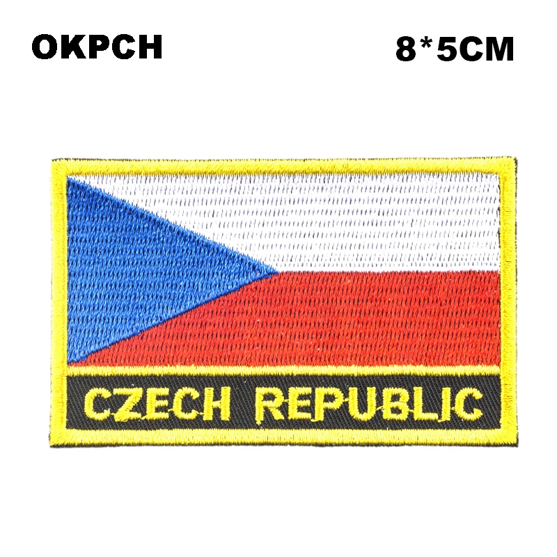 Чешки Флаг Квадратна Форма, с Флага, Ютия на нашивках, нашивка с бродерия Orzen, потребителски Етикети PT0087-R Изображение 0