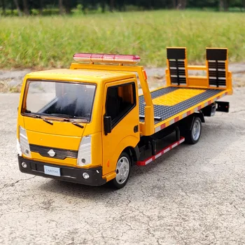 1/32 Nissan Ван Сплав Модел на Ремаркето за Моделиране Метален Автомобилен Превозвач на пътна помощ Камион Отстъпи Звук и Светлина Играчка Камион