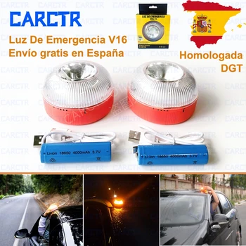 Аварийно осветление CARCTR V16 Омологированное Отговаря на DGT в Испания, на Безопасно за Движението по пътищата, Акумулаторна Магнитен Превключвател, Стробоскопическая Сигнална Лампа